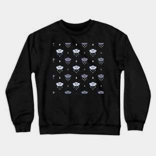 Kawaii Cute Rain Cloud Pattern in Black Crewneck Sweatshirt